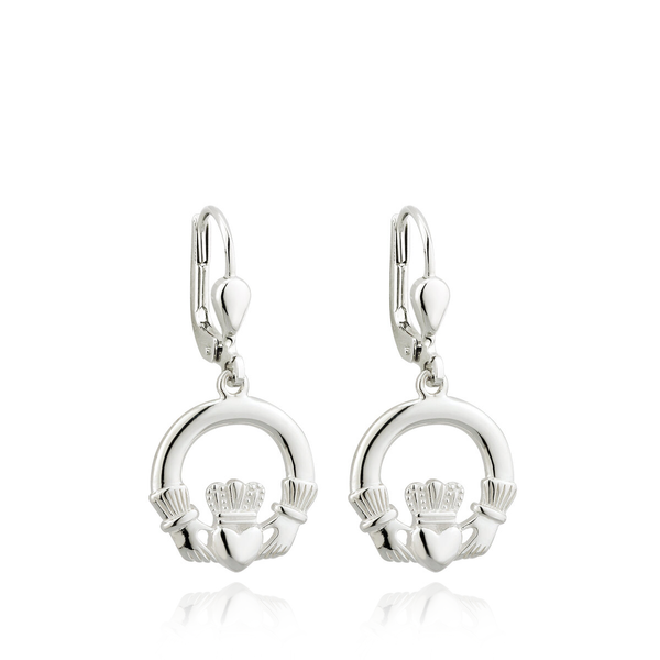 sterling silver claddagh drop earrings