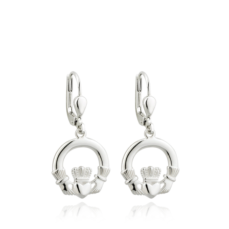 sterling silver claddagh drop earrings