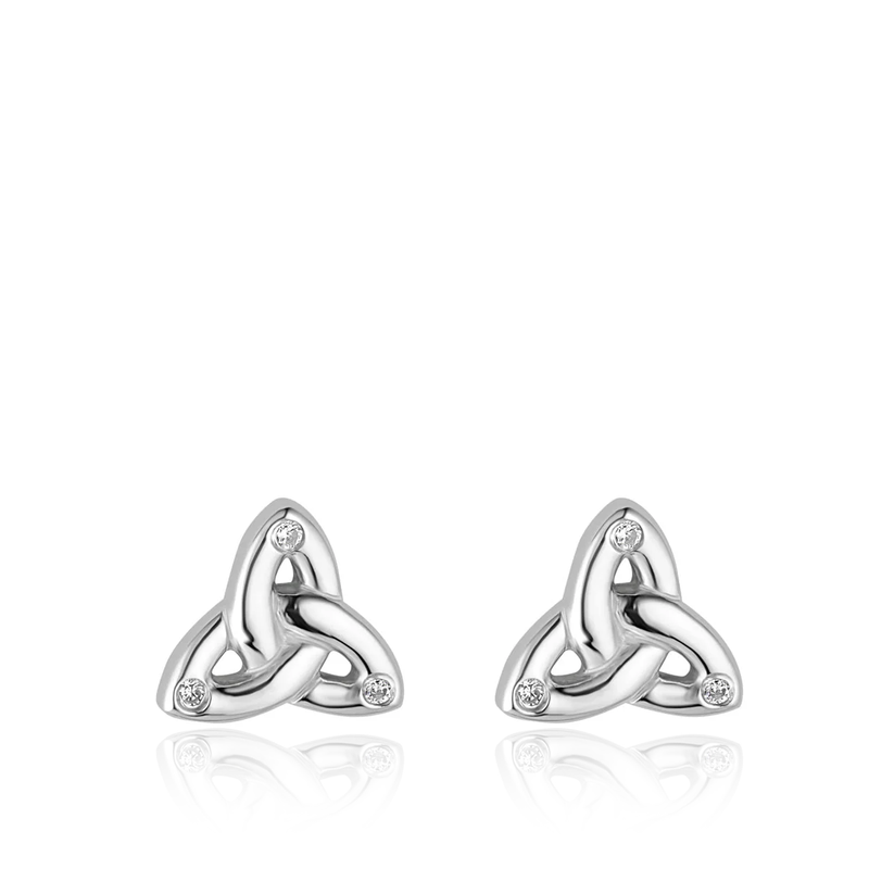 sterling silver celtic trinity knot cz cubic zirconia stones stud earrings