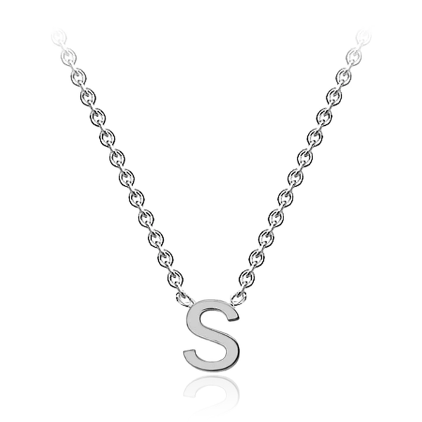 STERLING SILVER RHODIUM PLATED 'S' INITIAL ADJUSTABLE NECKLACE