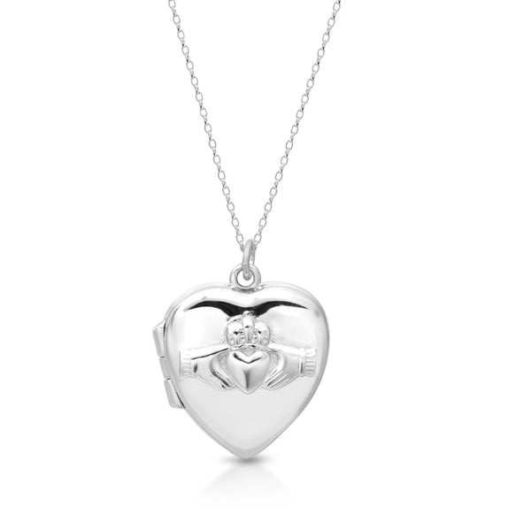 Silver Claddagh Heart Locket