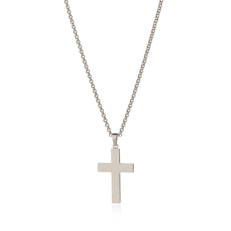 Silver Heavy Boys Cross Necklace