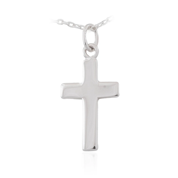 Silver Medium Wide Plain Cross Pendant