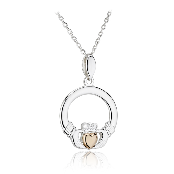 stering silver rose gold heart claddagh pendant necklace