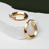 9CT YELLOW GOLD SQUARE-TUBE CREOLE EARRINGS