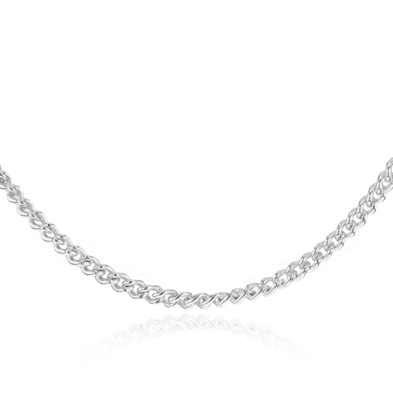 Sterling Silver 100 Round Curb Chain 46cm/18"