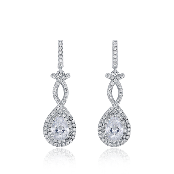 sterling silver cz cubic zirconia stones drop earrings