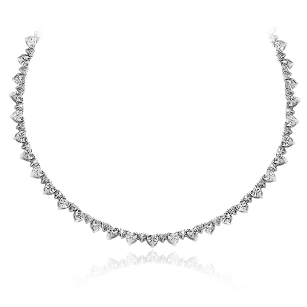 sterling silver cz cubic zirconia stones heart tennis necklace