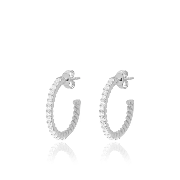 sterling silver half hoops studs earrings cz cubic zirconia crystals stones