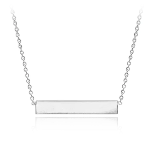 Sterling silver engravable horizontal bar necklace