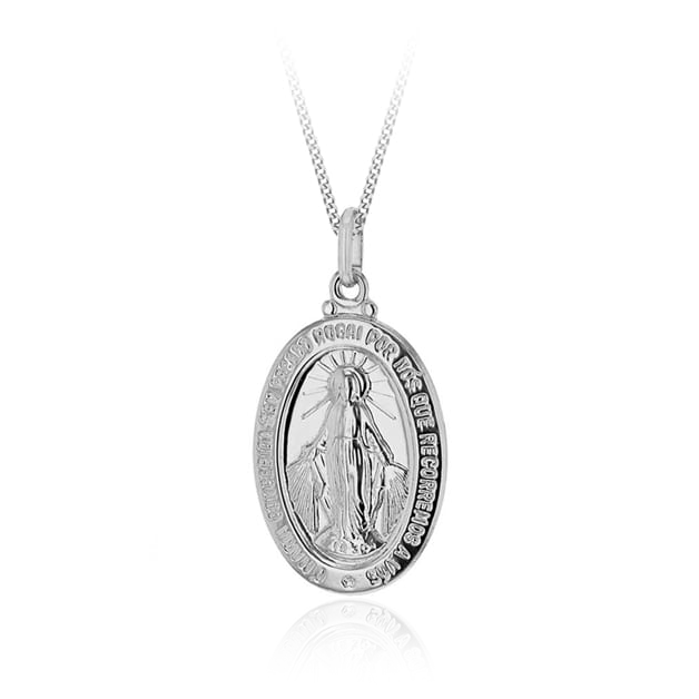 Sterling Silver Large 'Holy Mary' Reversible Pendant