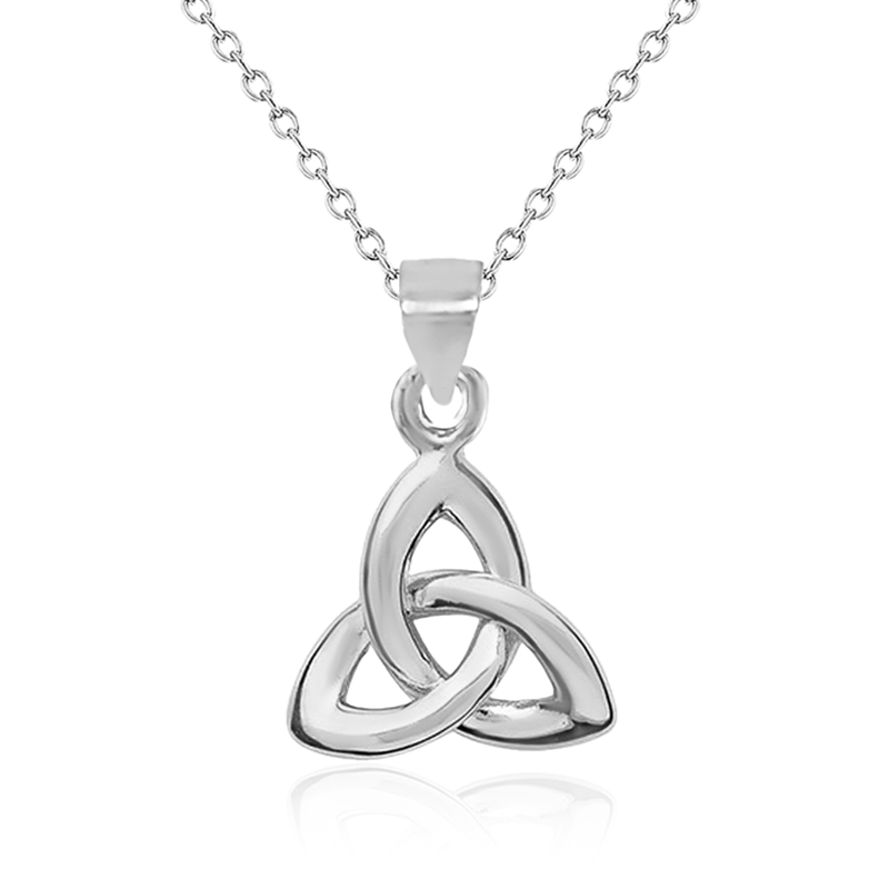 Sterling Silver Plain Trinity Pendant , Trace Chain Included