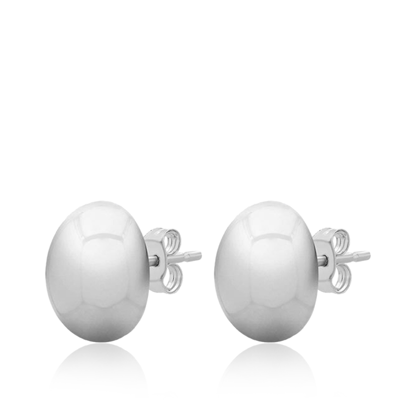 Sterling Silver Rhodium Plated 
Electroform Oval Stud Earrings