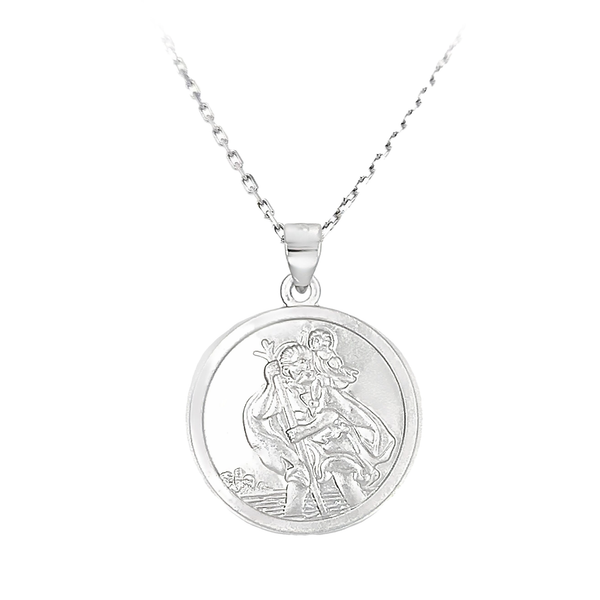 sterling silver st christopher medal pendant necklace