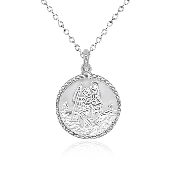 Sterling Silver St Christopher Medal , Trace Chain Included