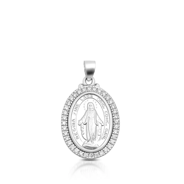 Sterling Silver and Cubic Zirconia Miraculous Medal