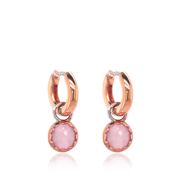 TI SENTO rose gold-plated silver ear charms flaunt iconic round light pink crystal stones handset in gold-plated settings