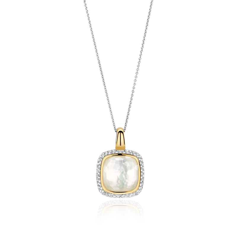 ti sento milano yellow gold silver mother of pearl cz cubic zirconia stones pendant necklace