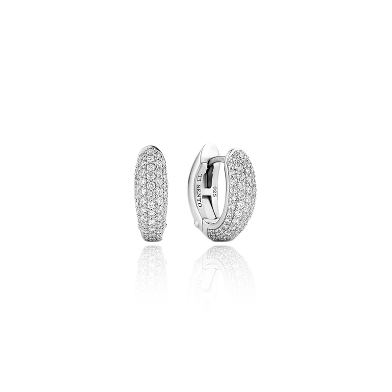 ti sento milano silver cz cubic zirconia stones hoop huggie earrings