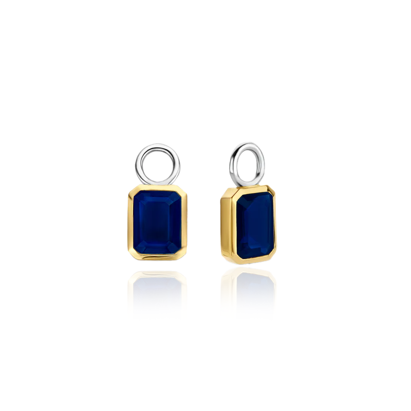 ti sento milano small hopp charms earrings yellow gold silver blue stone cz drop