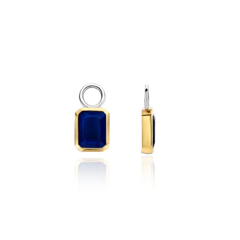 ti sento milano small hopp charms earrings yellow gold silver blue stone cz drop