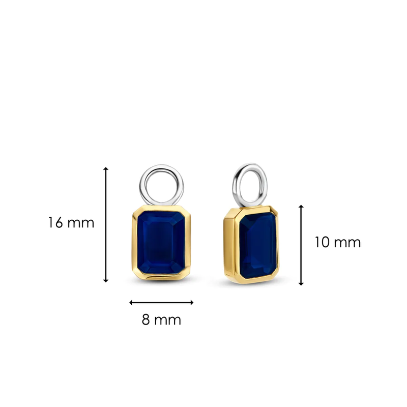 ti sento milano small hopp charms earrings yellow gold silver blue stone cz drop