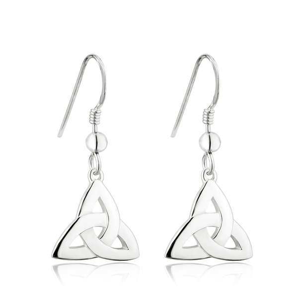 sterling silver trinity knot celtic drop earrings