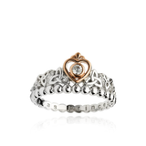 Tara's Princess Heart Trinity Ring - Sterling Silver rose gold cz cubic zirconia stones