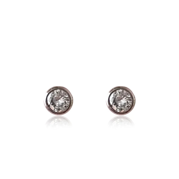 Sterling silver stud earrings with cubic zirconia stones set earrings