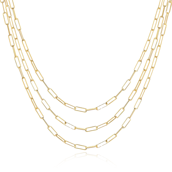 yellow gold triple paper chain necklace