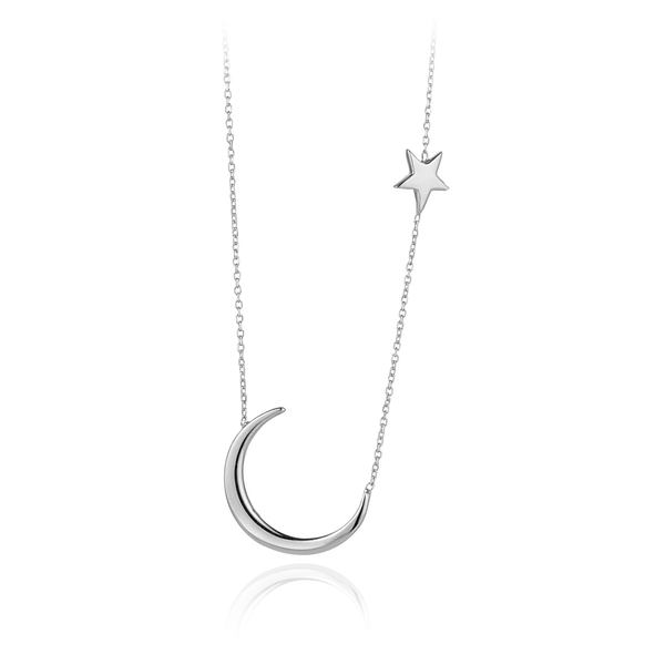 white gold moon star necklace