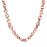 Rose Plated Link CZ Necklace