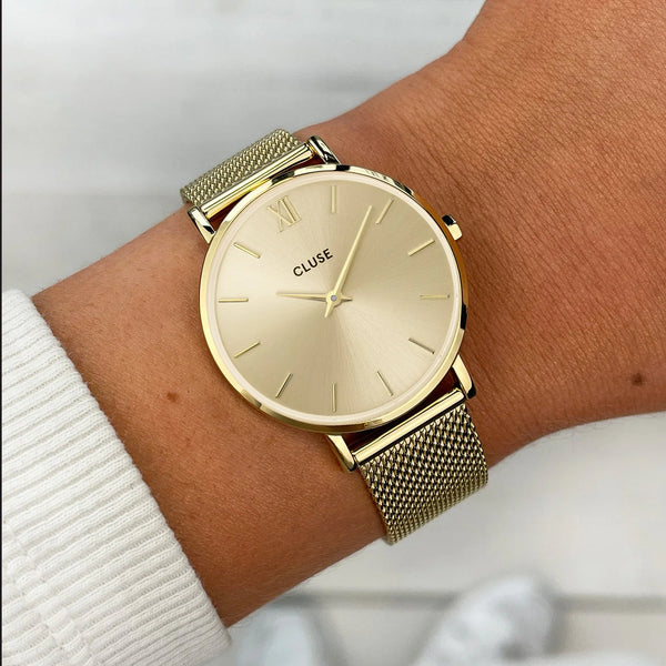 CLUSE Full Gold Minuit Mesh Watch