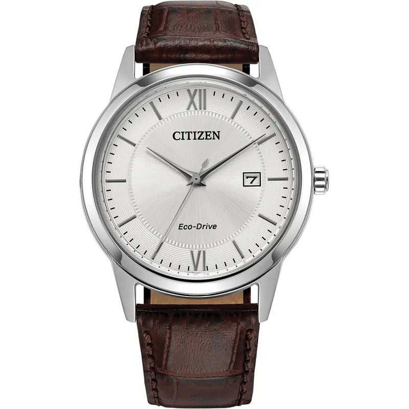 CITIZEN SILVER LEATHER WATCH