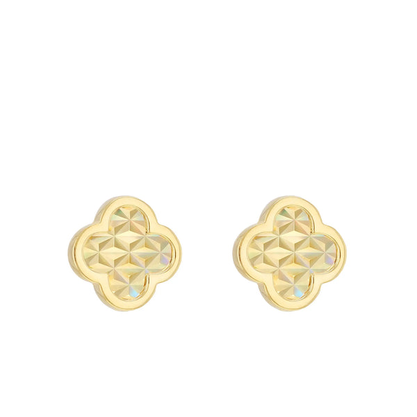 9ct Yellow Gold Shimmer Petal Stud Earrings