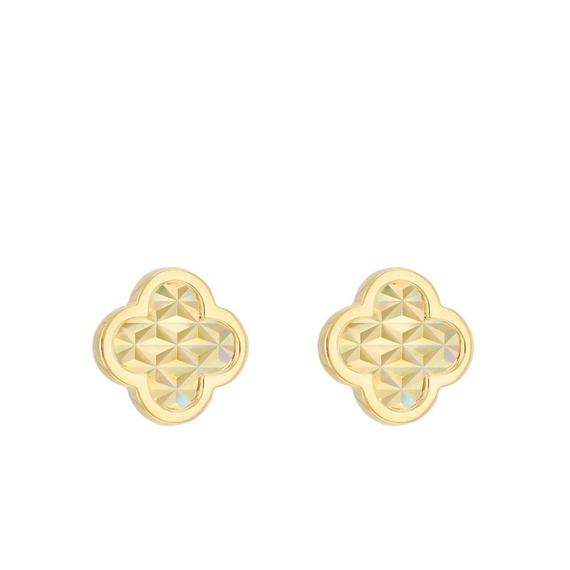 9ct Yellow Gold Shimmer Petal Stud Earrings