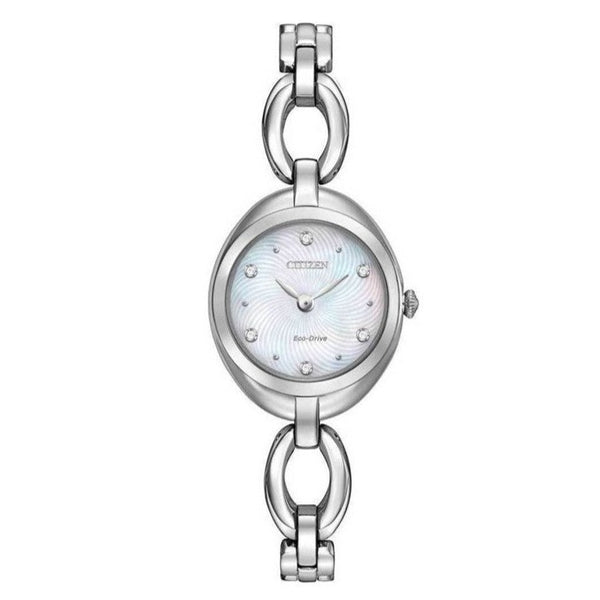 CITIZEN steel bracelet PEARL dial DIAMOND WATCH