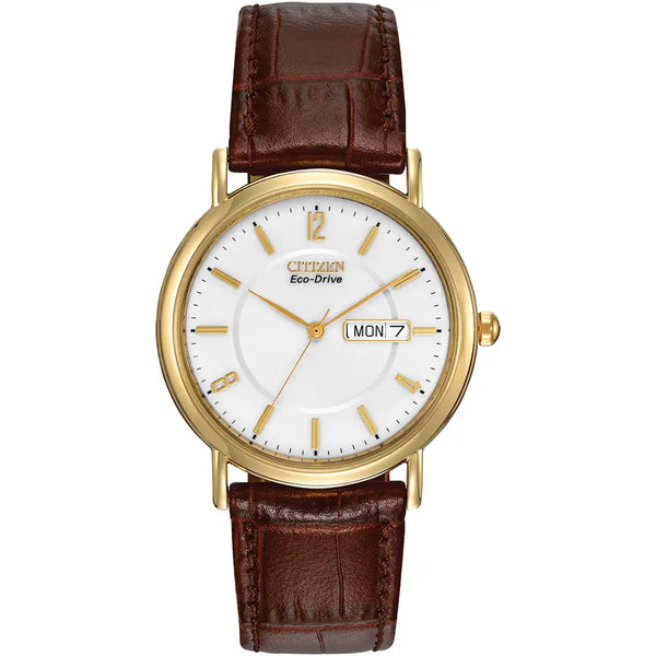 CITIZEN GOLD LEATHER WATCH