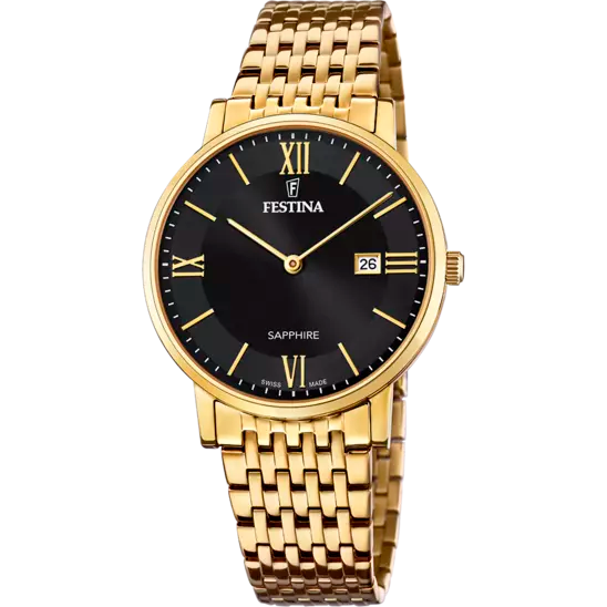 festina black yellow gold watch