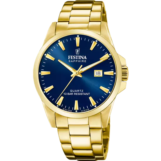 festina blue gold watch