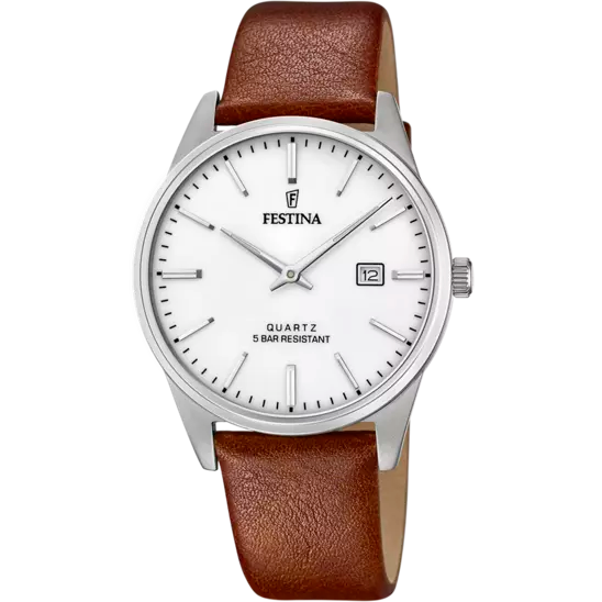 FESTINA SILVER LEATHER WATCH