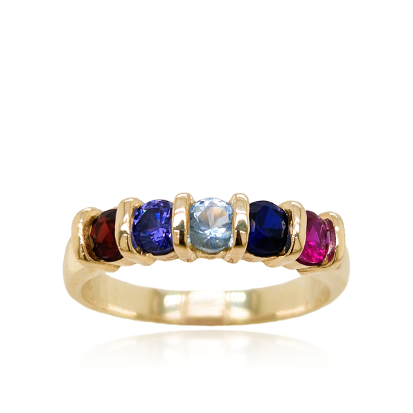 9ct Yellow Gold Family Birthstone Bar Ring