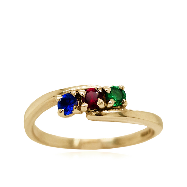 Family Birthstone Light Twist Ring 9ct Gold