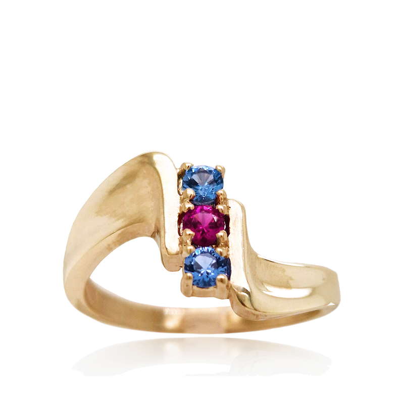 Family Birthstone Heavy Twist Ring 9ct Gold