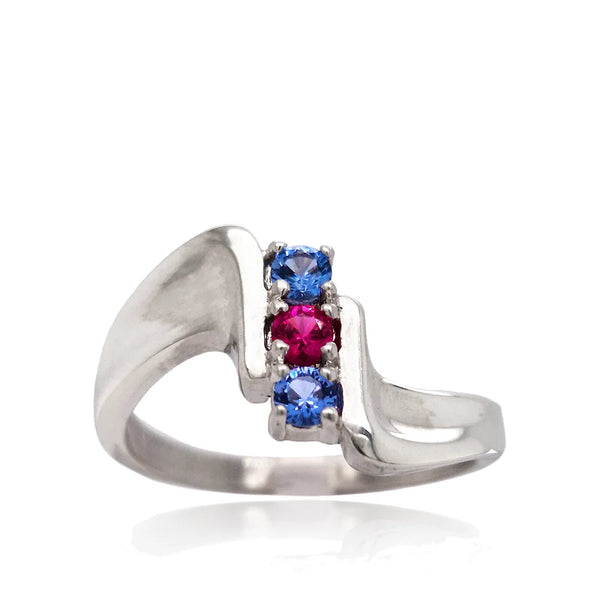 Family Birthstone Heavy Twist Ring 9ct White Gold