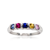 Family Birthstone Light Bar Ring Silver