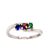 Family Birthstone Light Twist Ring Silver