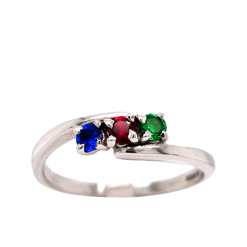 Family Birthstone Light Twist Ring 9ct White Gold