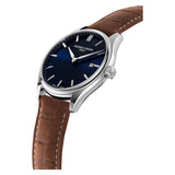 Frederique Constant Classics Quartz brown leather strap bracelet blue dial Watch