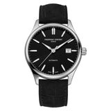 Frederique Constant Classics Index Automatic black leather strap bracelet black dial Watch